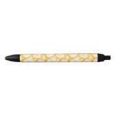 Stylo Noir Motif de fleur d'or (Devant)