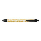 Stylo Noir Motif de fleur d'or (Dos)