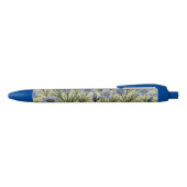 Stylo Noir Motif de fleur en laiton bleu (Haut)