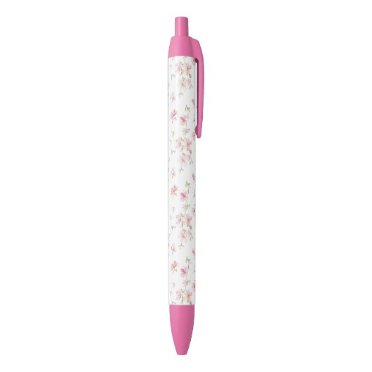 Stylo Noir Motif de fleur rose mou d'aquarelle (Bas (Vertical))