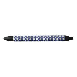 Stylo Noir Motif de fleurs blanches Thunder_Cove