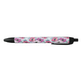 Stylo Noir Motif de fleurs de couleur d'élégance sur le bleu (Bas)