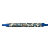 Stylo Noir Motif de fleurs de la passion bleue (Devant)