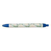 Stylo Noir Motif de fleurs de maman du jardin blanc (Devant)