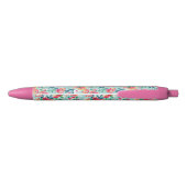 Stylo Noir Motif de fleurs peint (Dos)