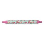 Stylo Noir Motif de fleurs peint (Devant)