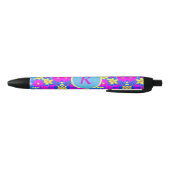 Stylo Noir Motif de fleurs rose bleu jaune arrière - plan ajo (Bas)