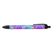 Stylo Noir Motif de fleurs rose bleu jaune arrière - plan ajo (Haut)