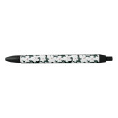 Stylo Noir Motif de fleurs tropical blanc (Devant)