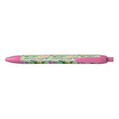 Stylo Noir Motif de floraison exotique de cactus d'aquarelle (Dos)