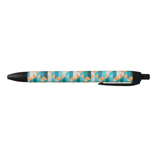 Stylo Noir Motif De Formes Turquoises Et Oranges (Bas)