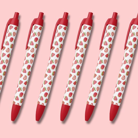 Stylo Noir Motif de fraises