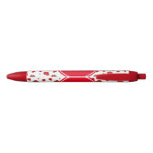 Stylo Noir Motif de fraises Rouge Nom blanc initial (Dos)