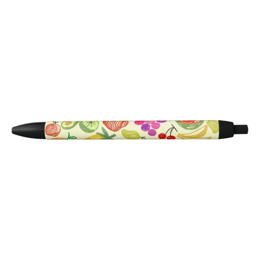 Stylo Noir Motif de fruits (Devant)