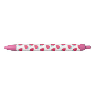 Stylo Noir Motif de fruits de fraise cuite