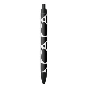 Stylo Noir Motif de girafe abstraite noir et blanc