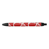 Stylo Noir Motif de girafe abstraite rouge et blanche (Devant)