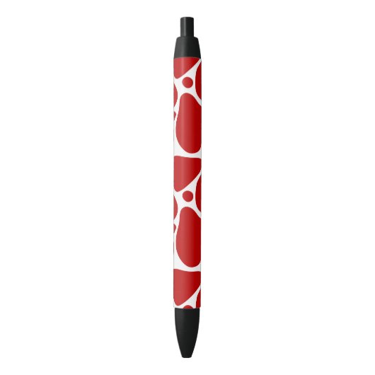 Stylo Noir Motif de girafe abstraite rouge et blanche (devant Vertical)