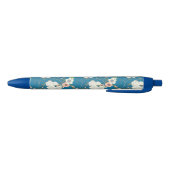 Stylo Noir Motif de jardin floral blanc (Bas)