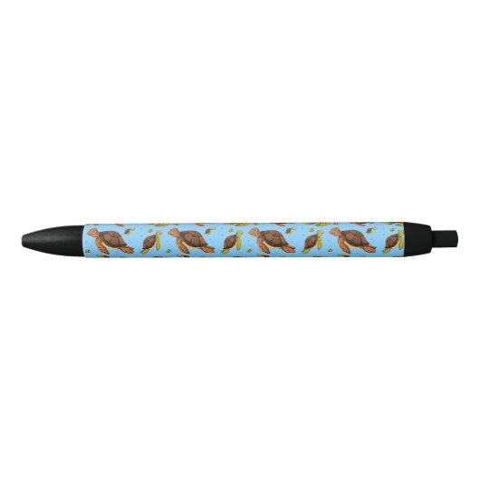 Stylo Noir Motif de la tortue de mer (Devant)