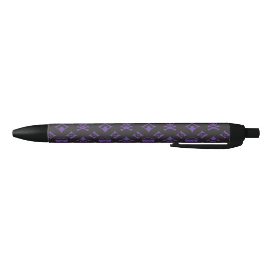 Stylo Noir Motif de mode crâne violet (Bas)