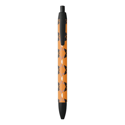 Stylo Noir Motif de mode du crâne orange (Dos (Vertical))