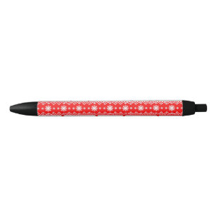 Stylo Noir Motif de Noël avec rennes et flocons de neige