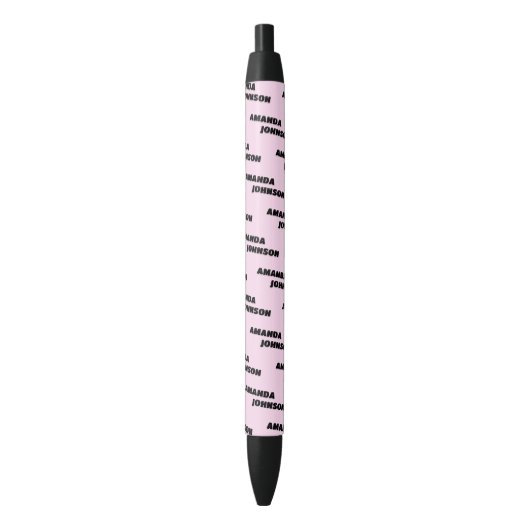 Stylo Noir Motif de nom de script de monogramme rose noir ten (devant Vertical)