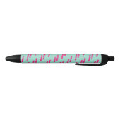 Stylo Noir Motif de nom de script de monogramme vert rose ten (Bas)