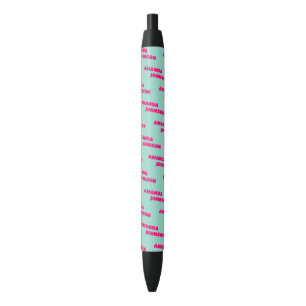Stylo Noir Motif de nom de script de monogramme vert rose ten
