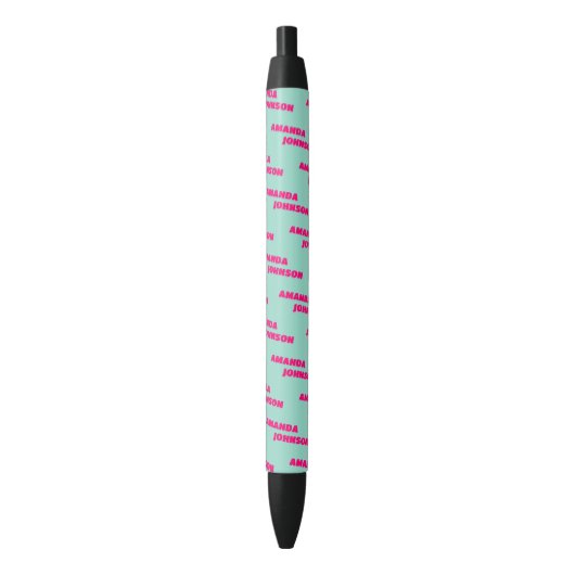 Stylo Noir Motif de nom de script de monogramme vert rose ten (devant Vertical)