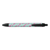 Stylo Noir Motif de nom de script de monogramme vert rose ten (Dos)