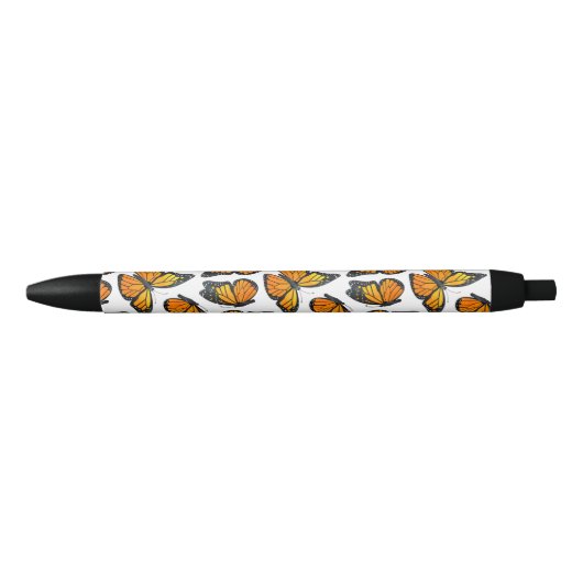 Stylo Noir Motif de papillon de monarque (Devant)