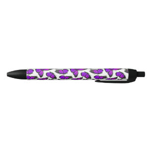 Stylo Noir Motif de papillon pourpre de monarque