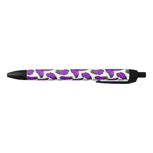 Stylo Noir Motif de papillon pourpre de monarque (Bas)