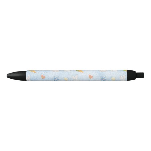 Stylo Noir Motif de Pâques Bleu (Devant)
