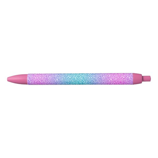 Stylo Noir Motif de Parties scintillant rose et bleu (Devant)