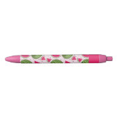 Stylo Noir Motif de pastèque rose et vert (Devant)