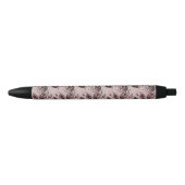 Stylo Noir Motif de plume de paon (Devant)