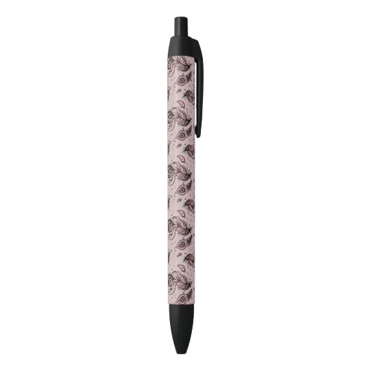Stylo Noir Motif de plume de paon (Bas (Vertical))