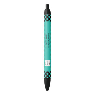 Stylo Noir Motif de point Polka Turquoise Promotionnels