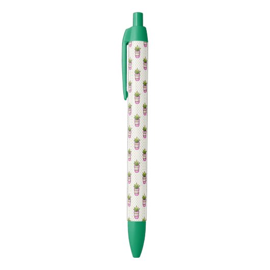 Stylo Noir Motif de point succulent de polka d'aquarelle (Haut (Vertical))