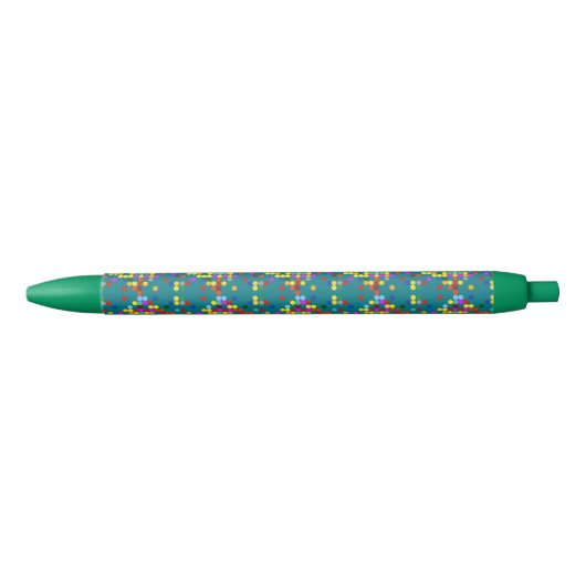 Stylo Noir Motif de points colorés (Devant)