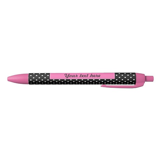 Stylo Noir Motif de points Polka blanc et noir (Bas)