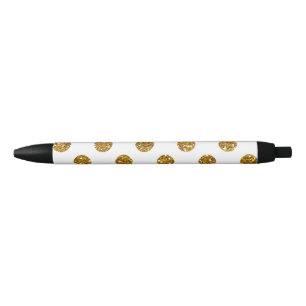 Stylo Noir Motif de pois de parties scintillantes d'or de