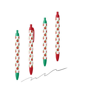 Stylo Noir Motif de pomme rouge drôle