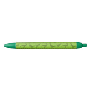 Stylo Noir Motif de Raptor Vert