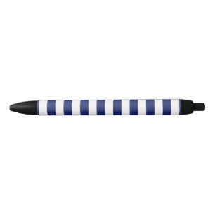 Stylo Noir Motif de rayure de bleu marine et de blanc