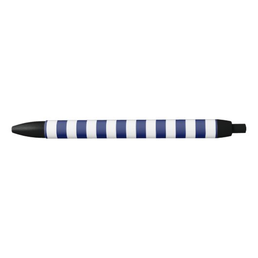 Stylo Noir Motif de rayure de bleu marine et de blanc (Devant)