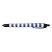 Stylo Noir Motif de rayure de bleu marine et de blanc (Bas)